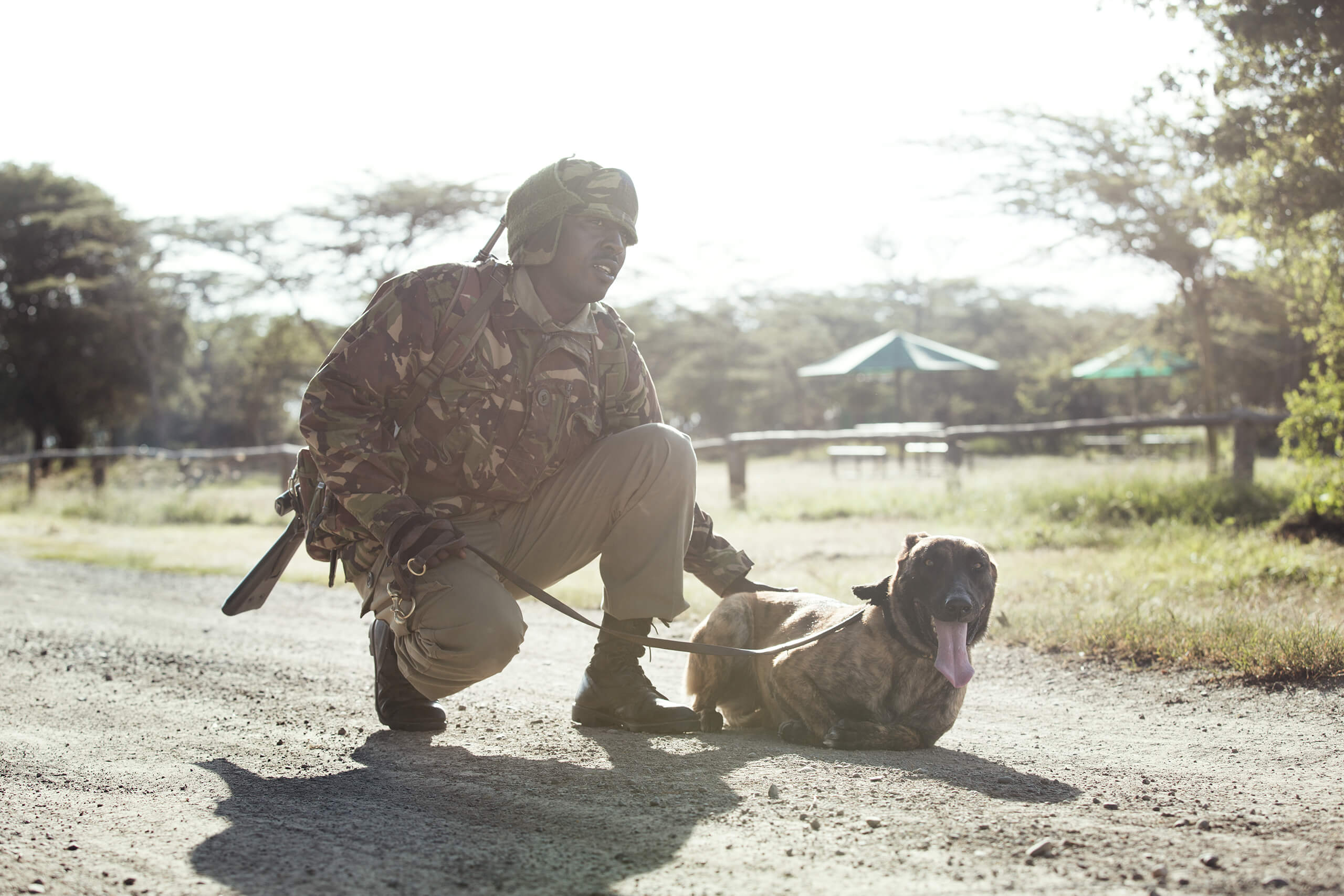 The KPR team at Ol Pejeta has a canine unit with highly trained handlers that work with assault, search and sniffer dogs.