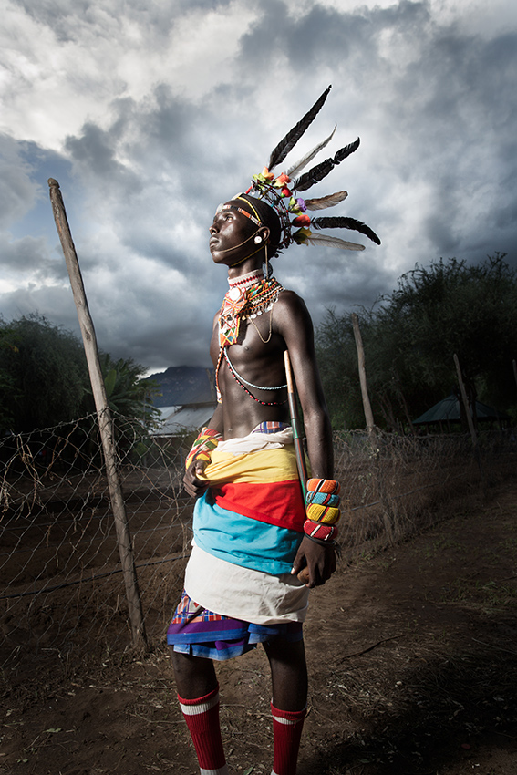 Samburu Warrior in Village